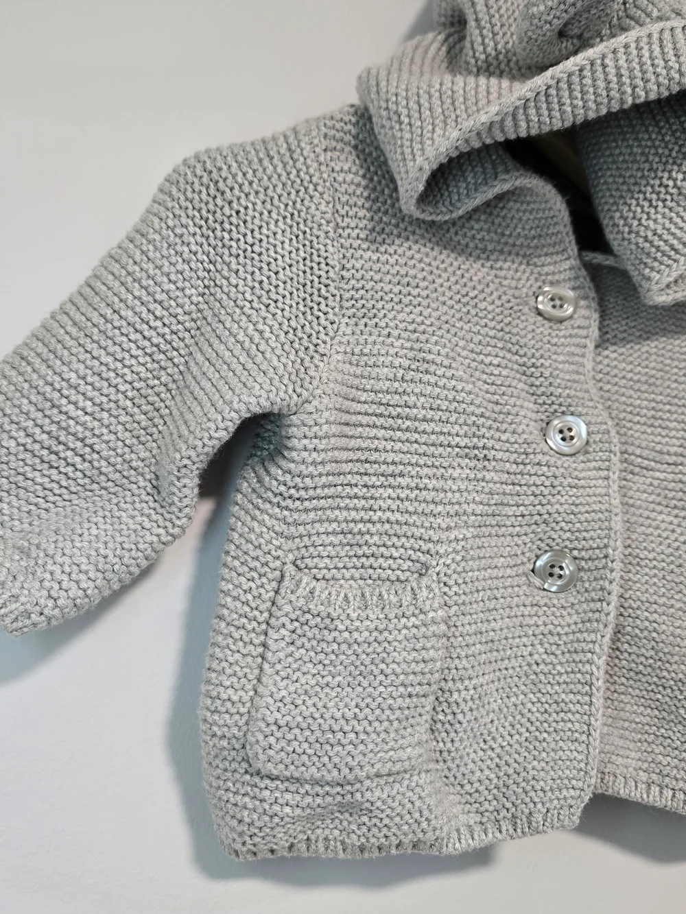 GAP Light Gray Baby Hooded Knit Cardigan with Bear Ears